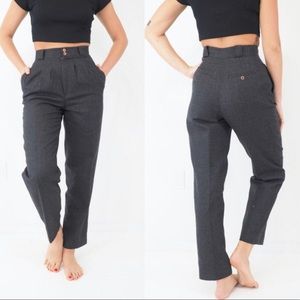 80s Vintage High Waisted Wool Grey Slack